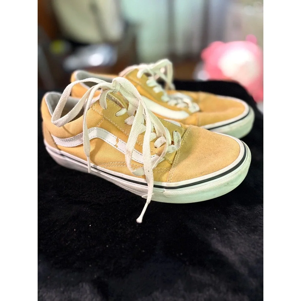 Vans Old Skool Mustard Yellow Canvas Suede‎ Low Top Sneakers Mens 5 Womens 6.5